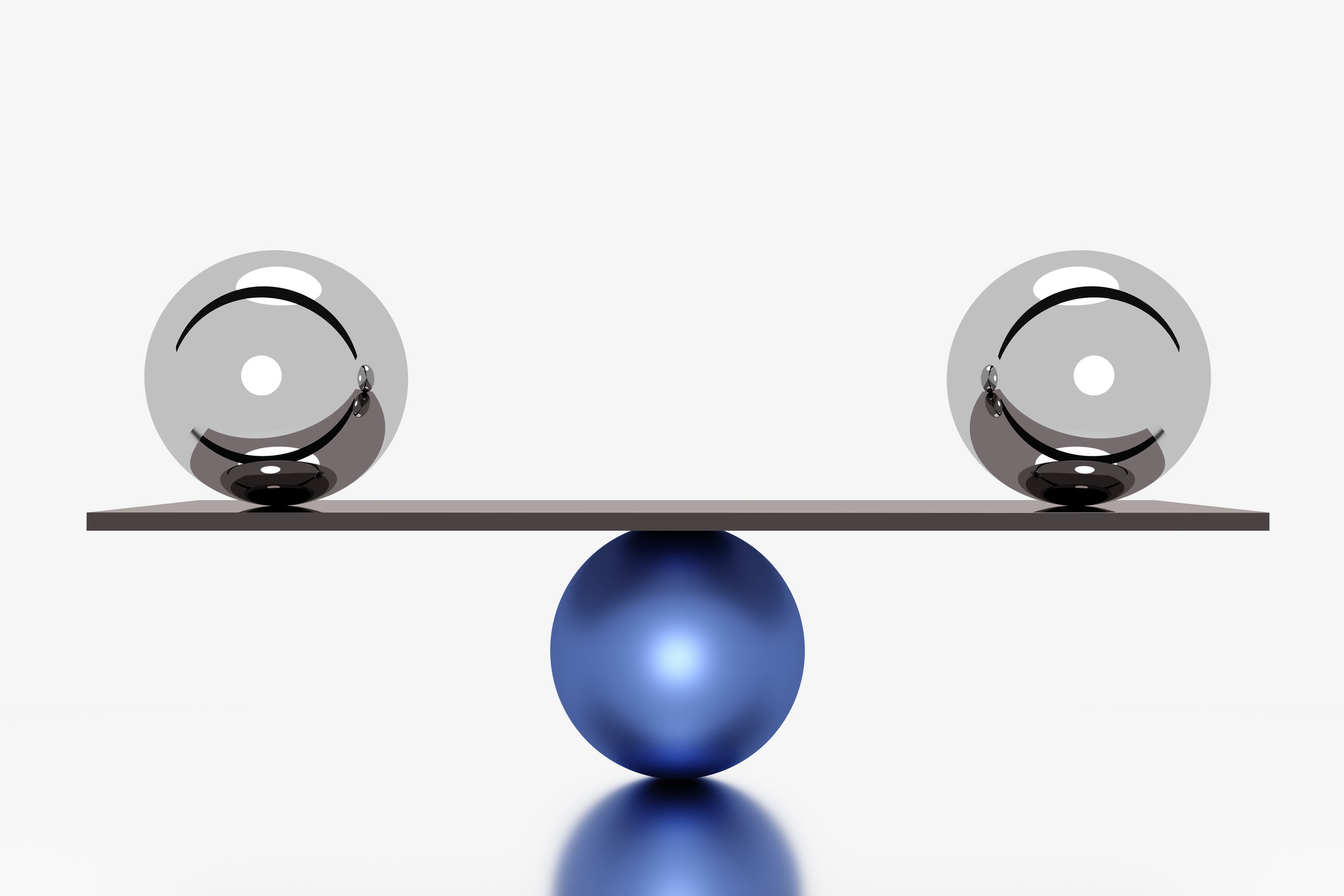 Gleichgewicht - stock.adobe.com -Fotolia_224393837_L.jpg Zwei Kugeln halten ein Brett im Gleichgewich